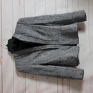 Elie Tahari Black White Tweed Cotton Blend Suit Jacket Blazer Career Size 2
